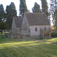 Stone chapels in graveyard.