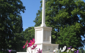 War memorial, flowers, summer, blue sky