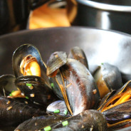 Fresh mussels cooking in a pan. © The Wheatsheaf Pub & Grill