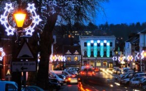 Christmas lights in a street