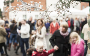 People at a Christmas market.