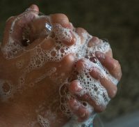 Hand washing. Soapy hands.